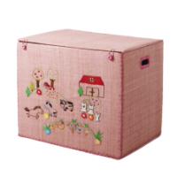 Rice Dk Foldable Pink Farm Design Raffia Toy Basket